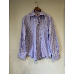 Thomas Pink Button Up - 15.5 39 Striped Dress Shirt Blue And Pink 100% Cotton‎